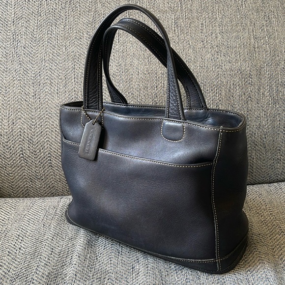 Coach Bleeker Navy Blue Leather 9303 1990s Satchel Handbag - Picture 1 of 16